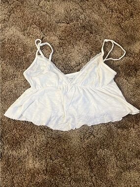 Brandy Melville White Lace-Trim Cami Tank Top